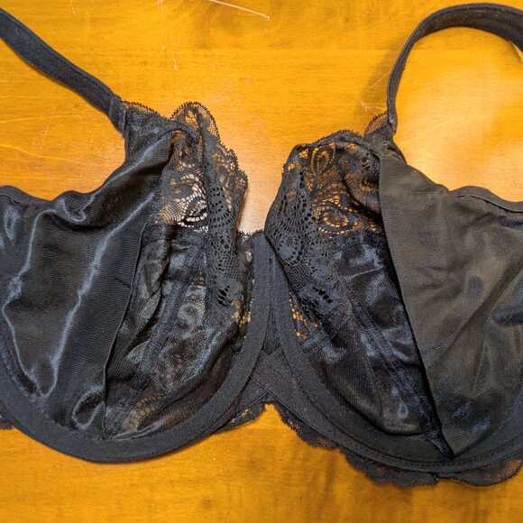 Panache Andorra Bra style 5675 Women's Size 40F Semi-Sheer Black Lace Underwire - Picture 4 of 6
